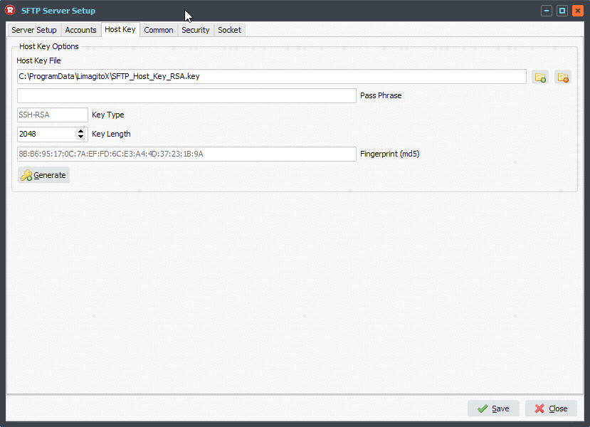 Limagito SFTP Server Host Key