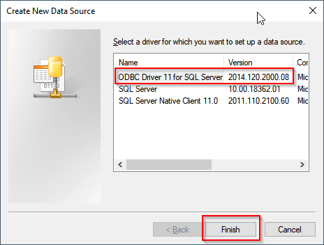 odbc driver 11 for sql server x64