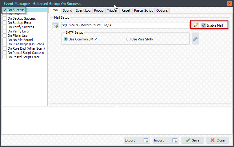 Limagito File Mover Rule Event Setup