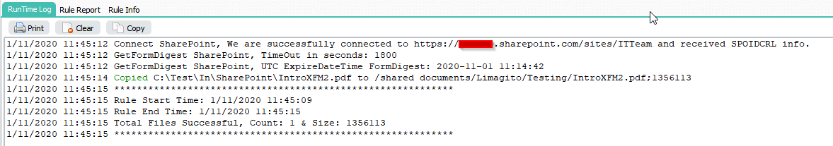 Limagito File Mover SharePoint RunTime Log