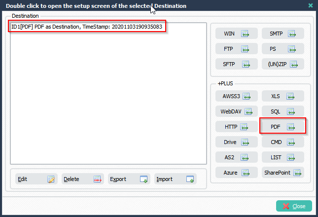 Limagito File Mover PDF as Destination