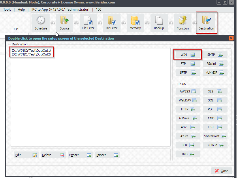 Limagito File Mover multiple Windows destinations