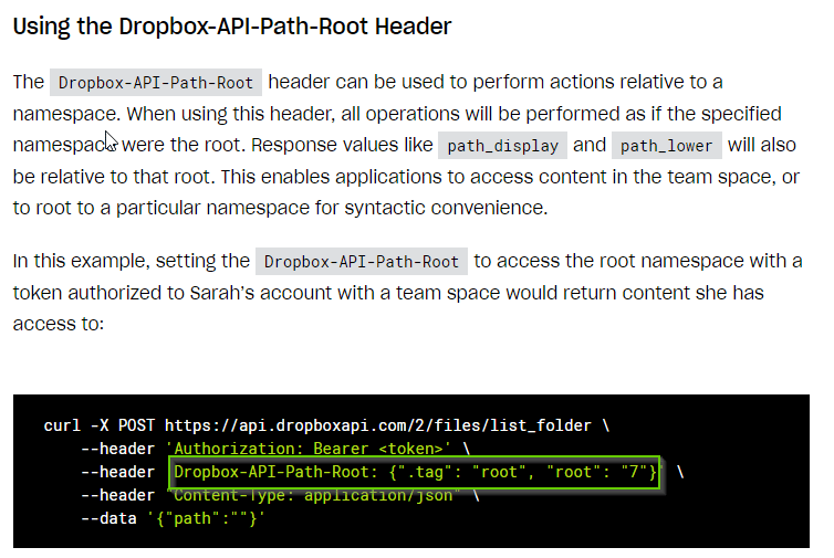 Using the Dropbox-API-Path-Root Header