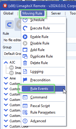 limagito file mover rule events setup