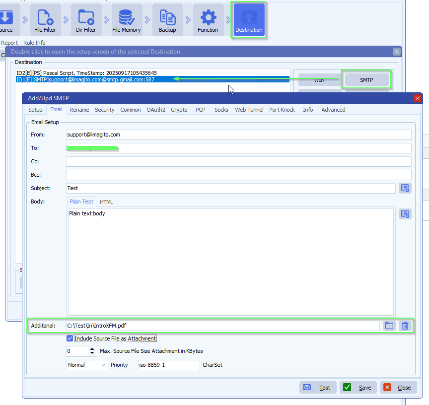 limagito file mover additional file with smtp