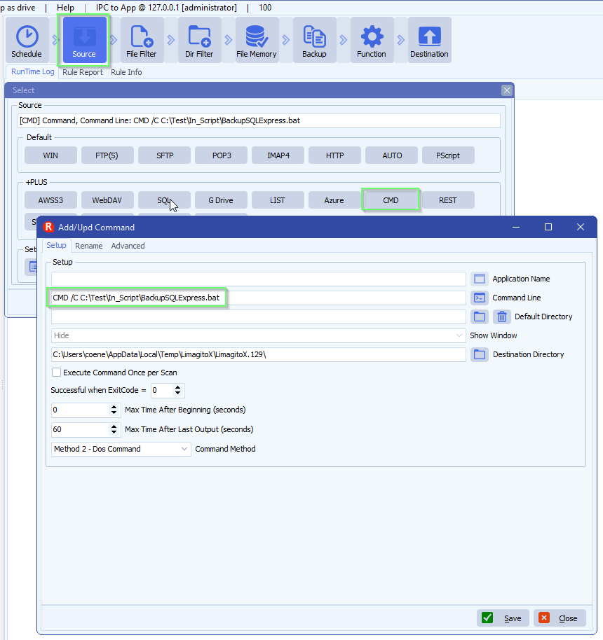 limagito file mover command as source