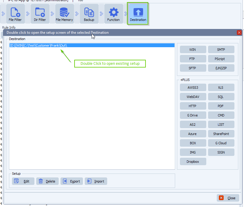 limagito file mover destination setup