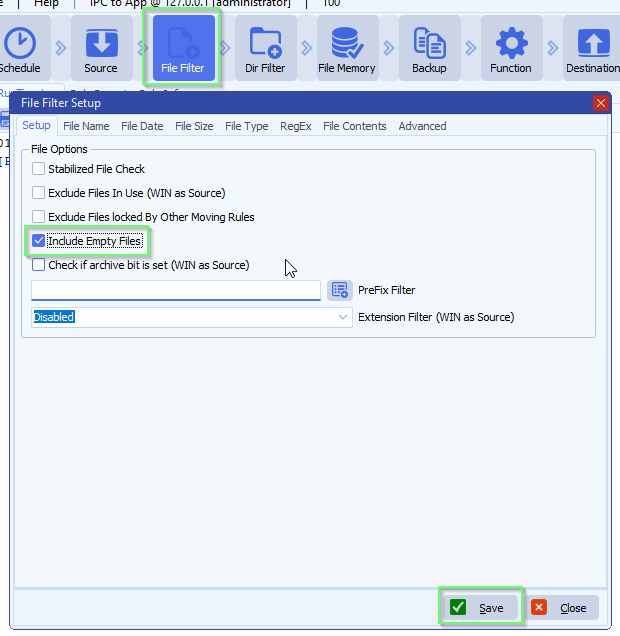 limagito file mover file filter setup