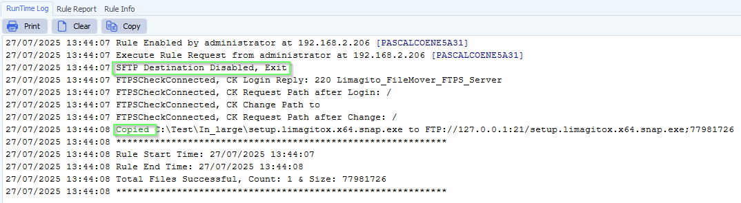 limagito file mover runtime log result
