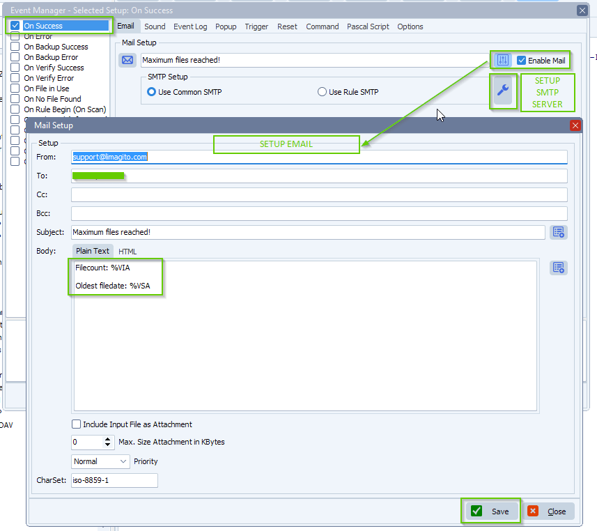 limagito file mover rule events setup