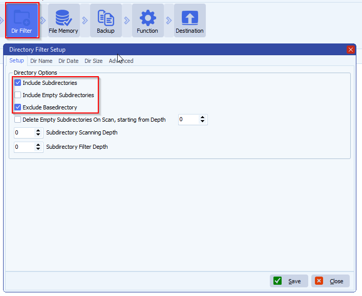 limagito file mover directory filter setup