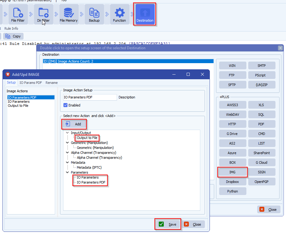 limagito file mover image as destination option