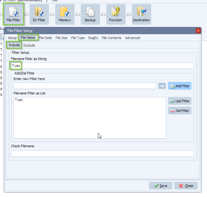 limagito file mover filename filter setup