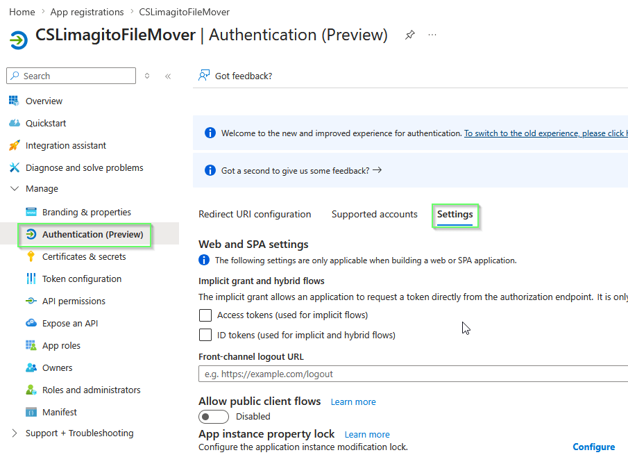 limagito file mover azure register an application