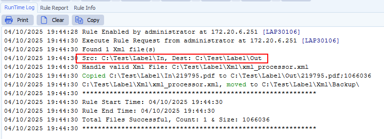 limagito file mover runtime log result