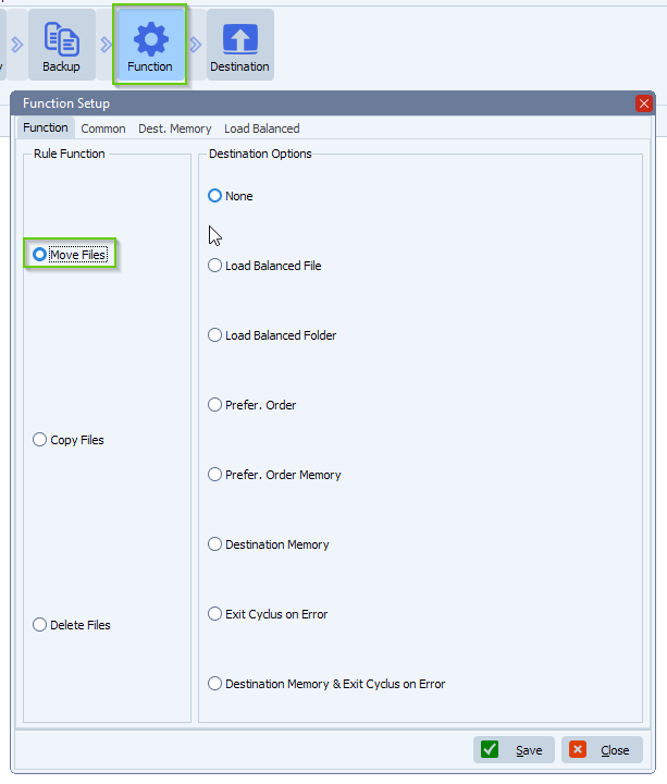 limagito file mover function setup