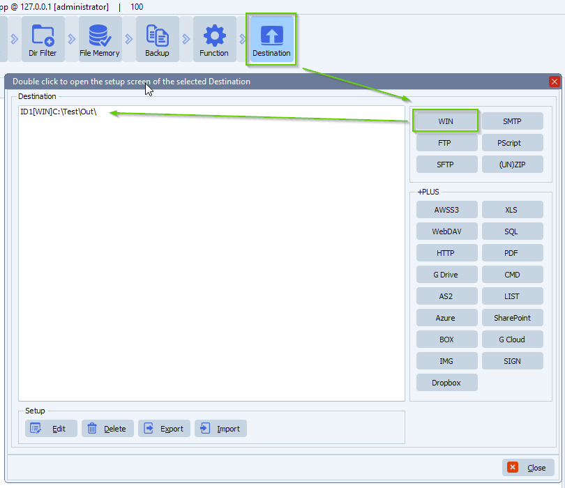 limagito file mover destination setup