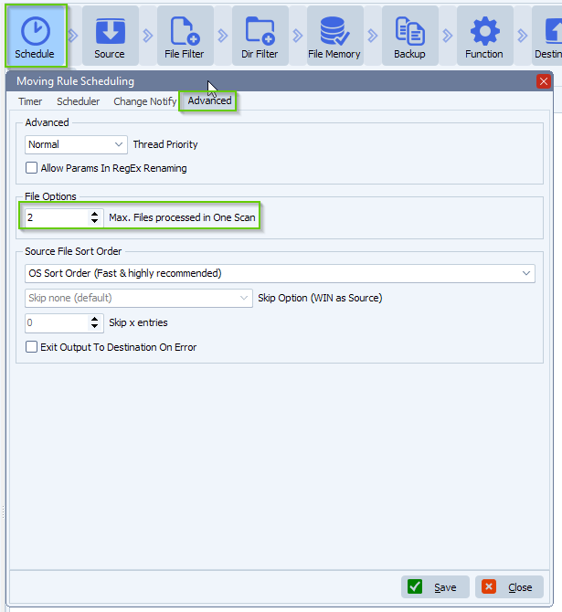 limagito file mover maximum files processed in one scan