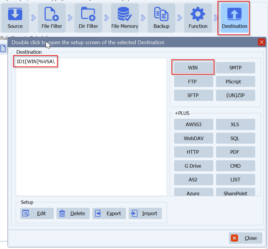 limagito file mover destination setup