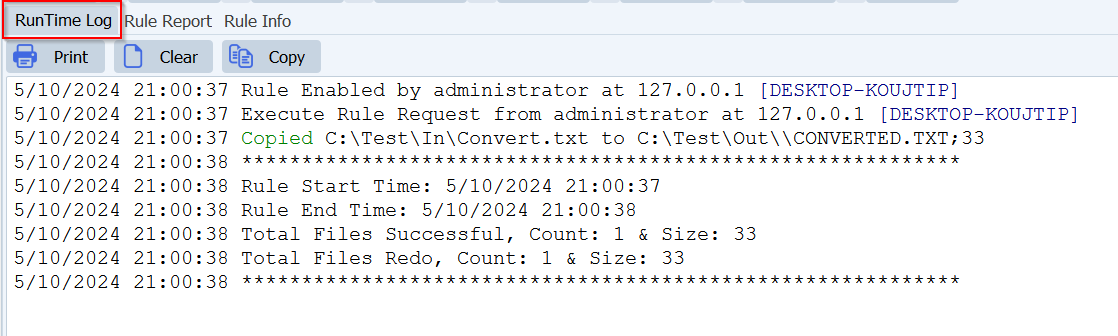 limagito file mover runtime log result