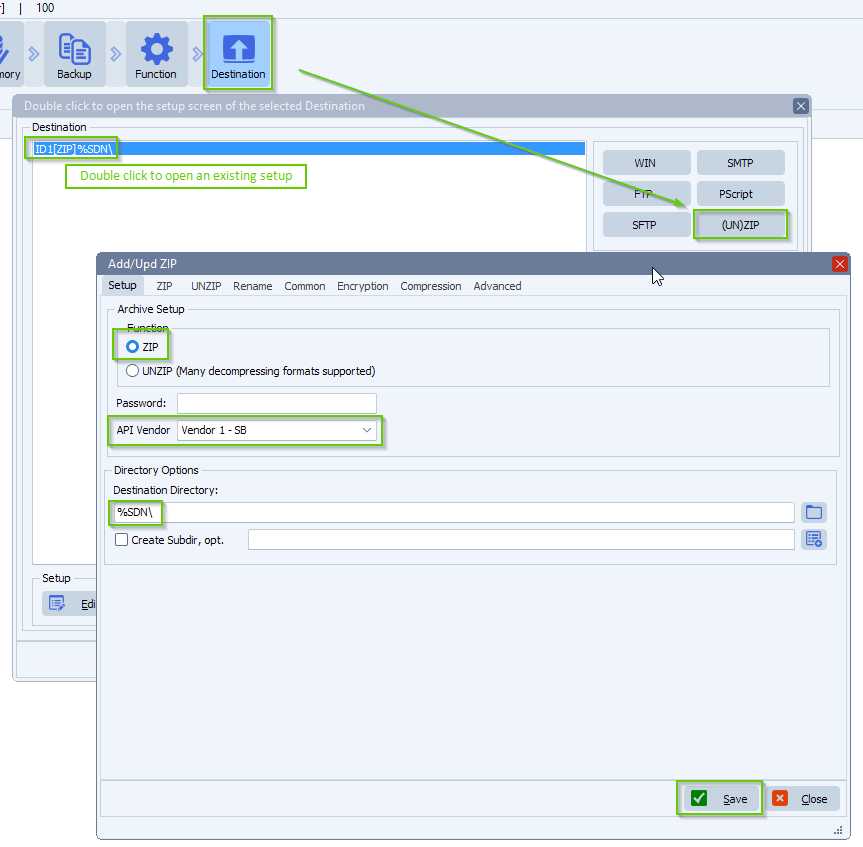 limagito file mover zip as destination setup