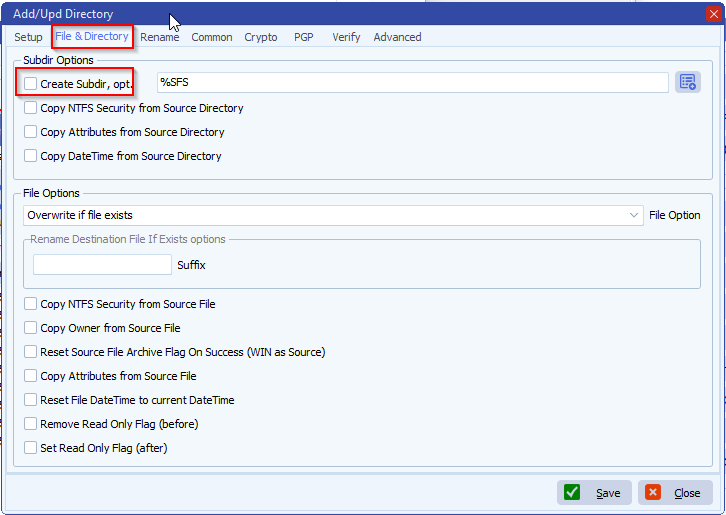 limagito file mover destination file and directory options