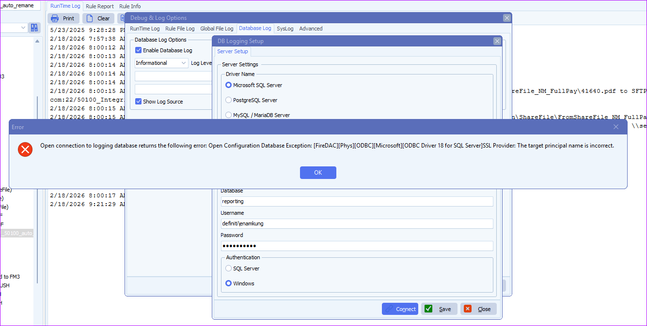 limagito file mover target principal name is incorrect